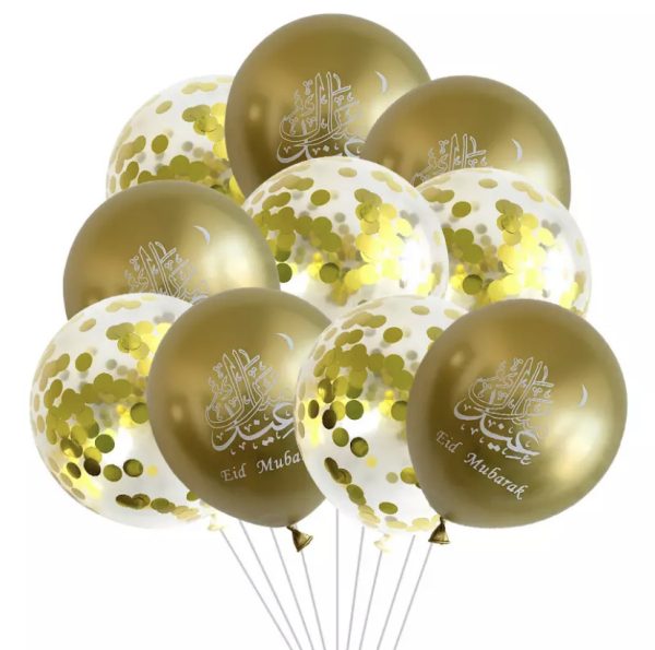 Lot 10 ballons Eïd Mubarak- Or
